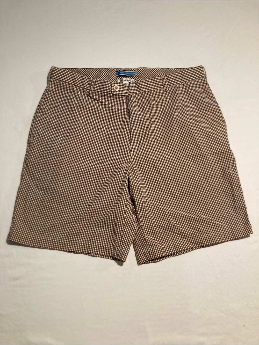 Peter Millar Men's Brown Checkered Casual Shorts Size